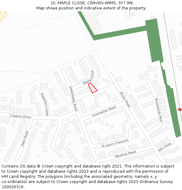 10, MAPLE CLOSE, CRAVEN ARMS, SY7 9RJ: Location map and indicative extent of plot