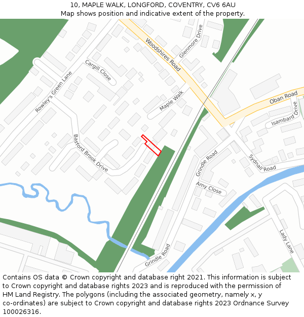 10, MAPLE WALK, LONGFORD, COVENTRY, CV6 6AU: Location map and indicative extent of plot