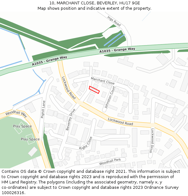 10, MARCHANT CLOSE, BEVERLEY, HU17 9GE: Location map and indicative extent of plot