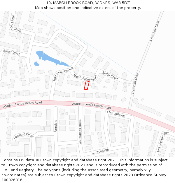 10, MARSH BROOK ROAD, WIDNES, WA8 5DZ: Location map and indicative extent of plot