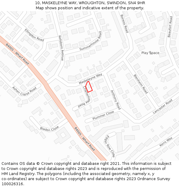 10, MASKELEYNE WAY, WROUGHTON, SWINDON, SN4 9HR: Location map and indicative extent of plot