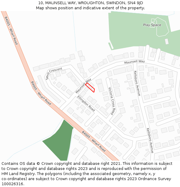 10, MAUNSELL WAY, WROUGHTON, SWINDON, SN4 9JD: Location map and indicative extent of plot