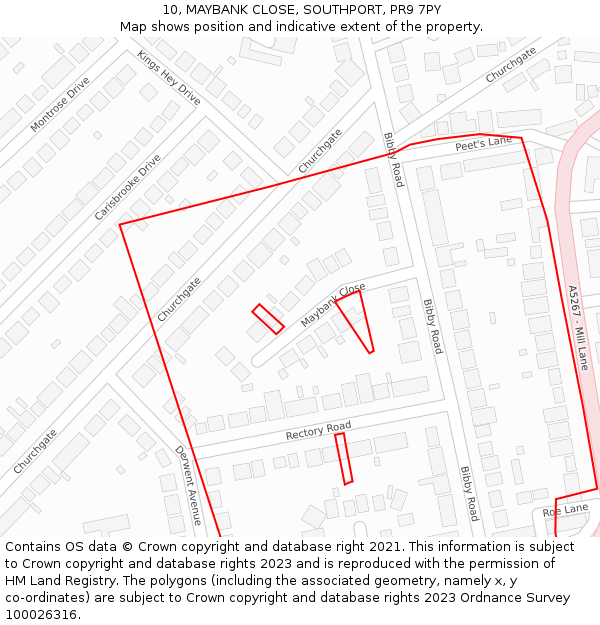 10, MAYBANK CLOSE, SOUTHPORT, PR9 7PY: Location map and indicative extent of plot