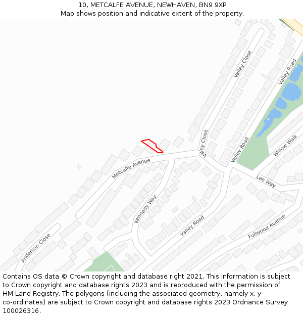 10, METCALFE AVENUE, NEWHAVEN, BN9 9XP: Location map and indicative extent of plot