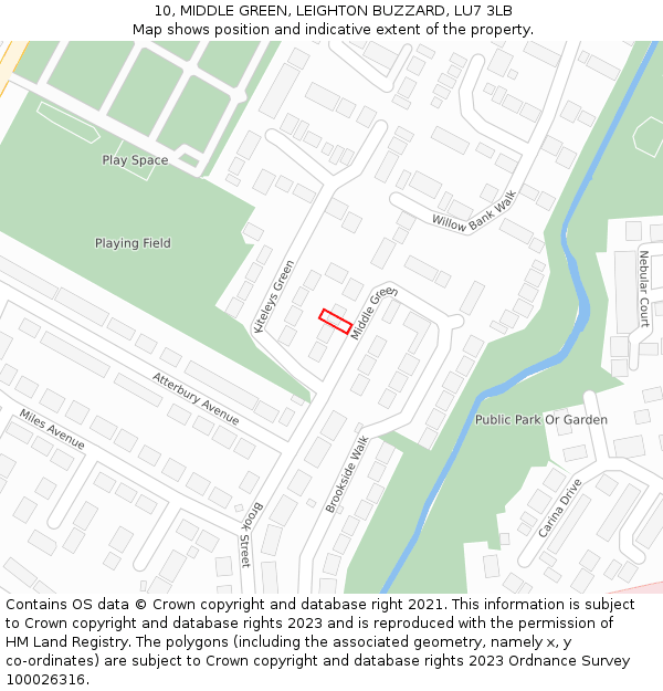 10, MIDDLE GREEN, LEIGHTON BUZZARD, LU7 3LB: Location map and indicative extent of plot