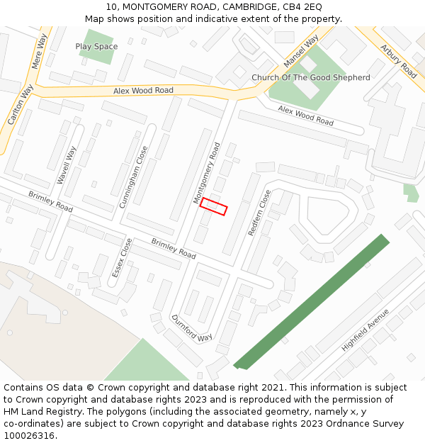 10, MONTGOMERY ROAD, CAMBRIDGE, CB4 2EQ: Location map and indicative extent of plot