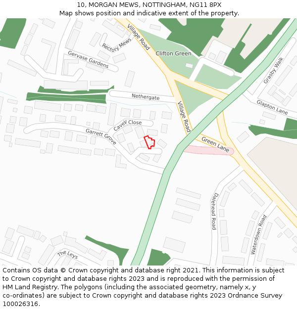 10, MORGAN MEWS, NOTTINGHAM, NG11 8PX: Location map and indicative extent of plot