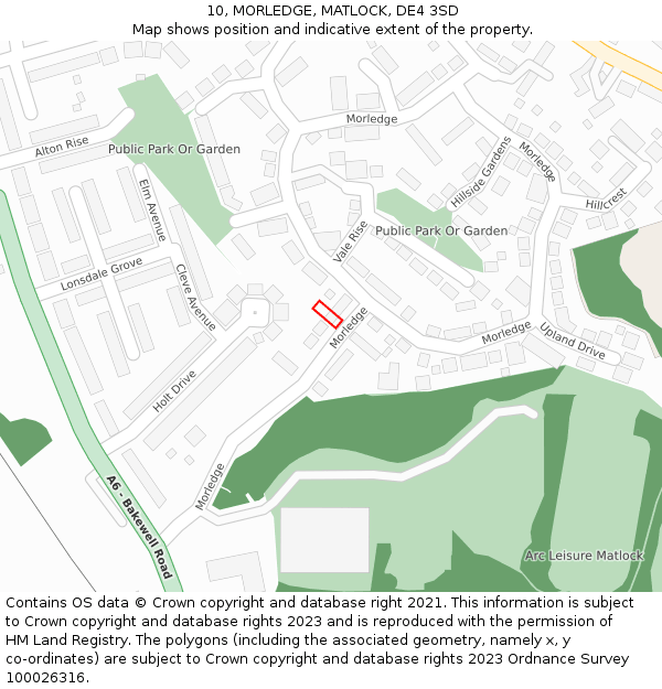 10, MORLEDGE, MATLOCK, DE4 3SD: Location map and indicative extent of plot
