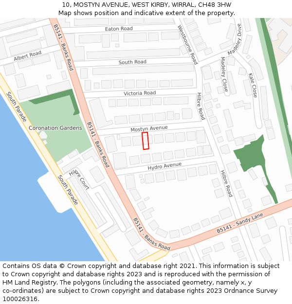 10, MOSTYN AVENUE, WEST KIRBY, WIRRAL, CH48 3HW: Location map and indicative extent of plot
