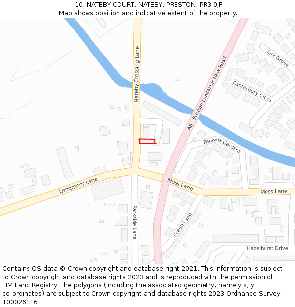 10, NATEBY COURT, NATEBY, PRESTON, PR3 0JF: Location map and indicative extent of plot