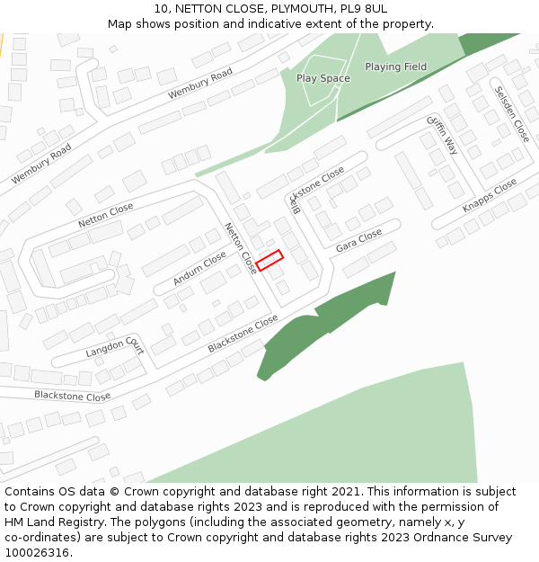 10, NETTON CLOSE, PLYMOUTH, PL9 8UL: Location map and indicative extent of plot