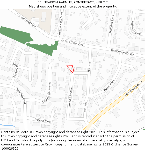 10, NEVISON AVENUE, PONTEFRACT, WF8 2LT: Location map and indicative extent of plot