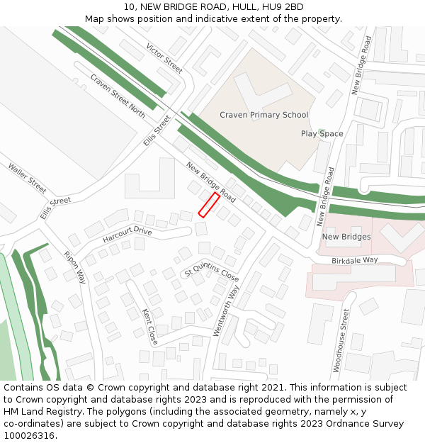 10, NEW BRIDGE ROAD, HULL, HU9 2BD: Location map and indicative extent of plot