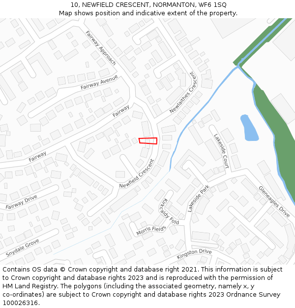 10, NEWFIELD CRESCENT, NORMANTON, WF6 1SQ: Location map and indicative extent of plot