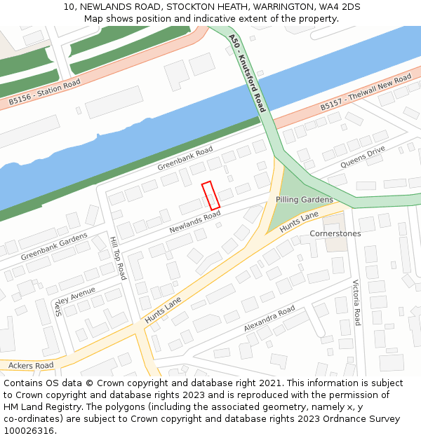 10, NEWLANDS ROAD, STOCKTON HEATH, WARRINGTON, WA4 2DS: Location map and indicative extent of plot