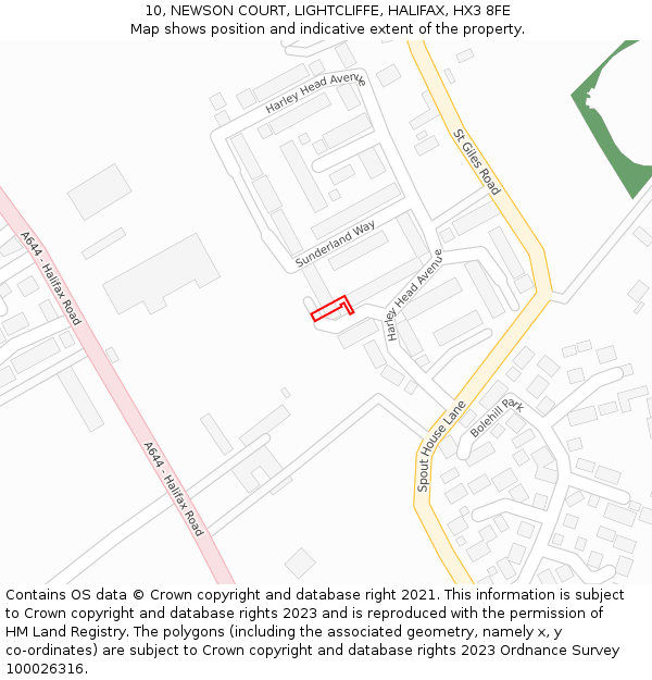 10, NEWSON COURT, LIGHTCLIFFE, HALIFAX, HX3 8FE: Location map and indicative extent of plot