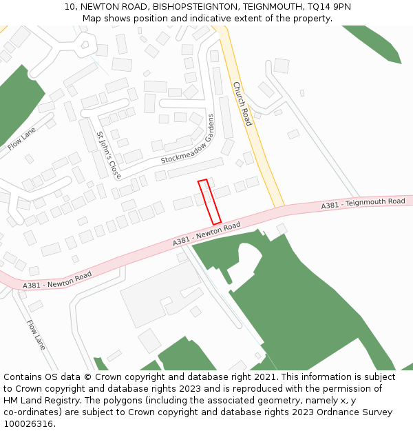 10, NEWTON ROAD, BISHOPSTEIGNTON, TEIGNMOUTH, TQ14 9PN: Location map and indicative extent of plot