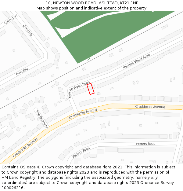 10, NEWTON WOOD ROAD, ASHTEAD, KT21 1NP: Location map and indicative extent of plot