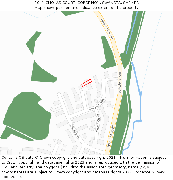 10, NICHOLAS COURT, GORSEINON, SWANSEA, SA4 4PR: Location map and indicative extent of plot