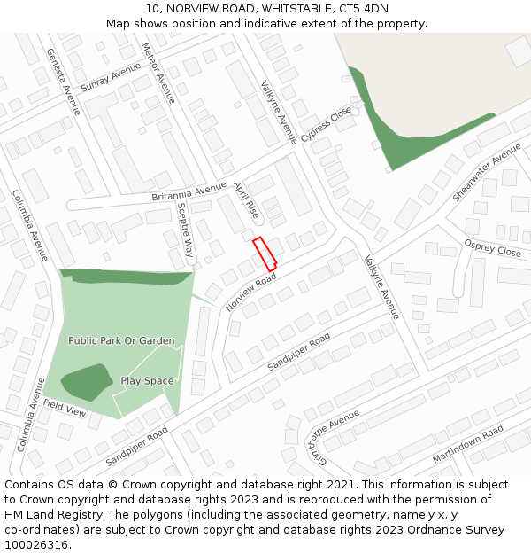 10, NORVIEW ROAD, WHITSTABLE, CT5 4DN: Location map and indicative extent of plot