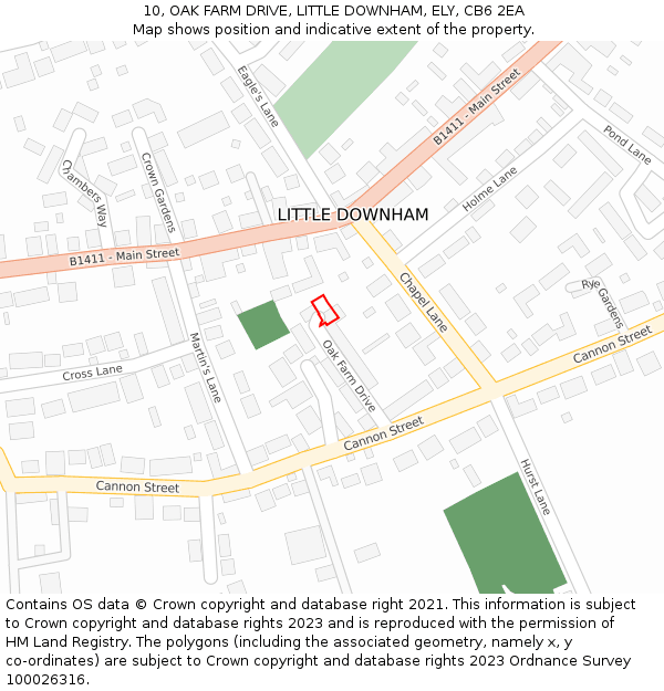 10, OAK FARM DRIVE, LITTLE DOWNHAM, ELY, CB6 2EA: Location map and indicative extent of plot