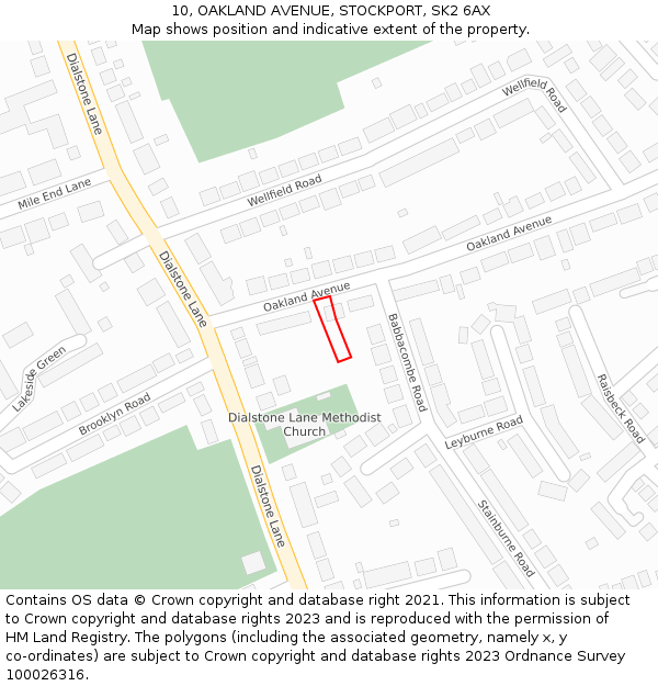 10, OAKLAND AVENUE, STOCKPORT, SK2 6AX: Location map and indicative extent of plot