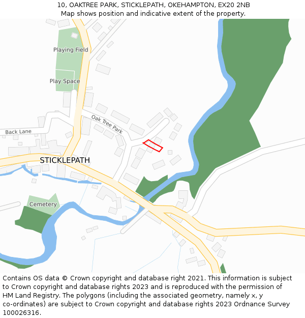 10, OAKTREE PARK, STICKLEPATH, OKEHAMPTON, EX20 2NB: Location map and indicative extent of plot