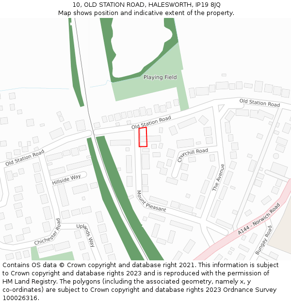 10, OLD STATION ROAD, HALESWORTH, IP19 8JQ: Location map and indicative extent of plot