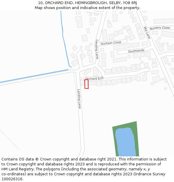 10, ORCHARD END, HEMINGBROUGH, SELBY, YO8 6RJ: Location map and indicative extent of plot