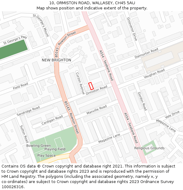 10, ORMISTON ROAD, WALLASEY, CH45 5AU: Location map and indicative extent of plot