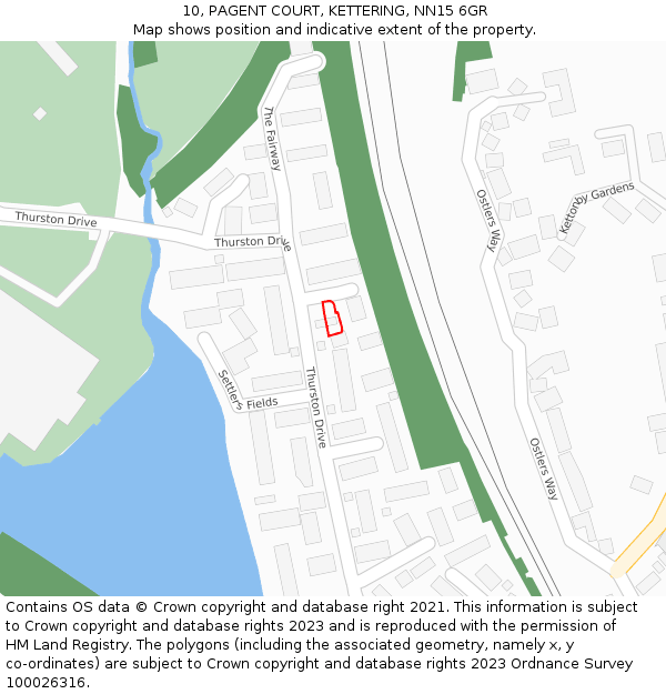 10, PAGENT COURT, KETTERING, NN15 6GR: Location map and indicative extent of plot