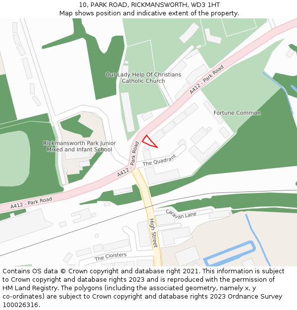 10, PARK ROAD, RICKMANSWORTH, WD3 1HT: Location map and indicative extent of plot