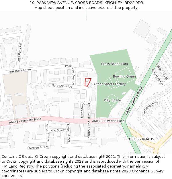 10, PARK VIEW AVENUE, CROSS ROADS, KEIGHLEY, BD22 9DR: Location map and indicative extent of plot