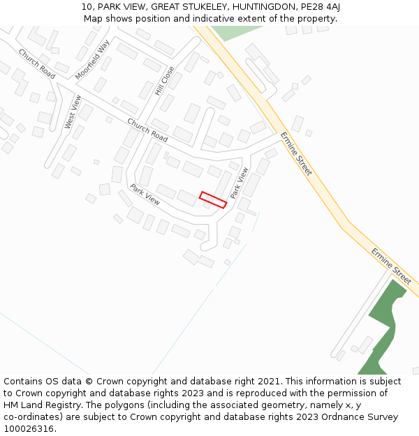10, PARK VIEW, GREAT STUKELEY, HUNTINGDON, PE28 4AJ: Location map and indicative extent of plot