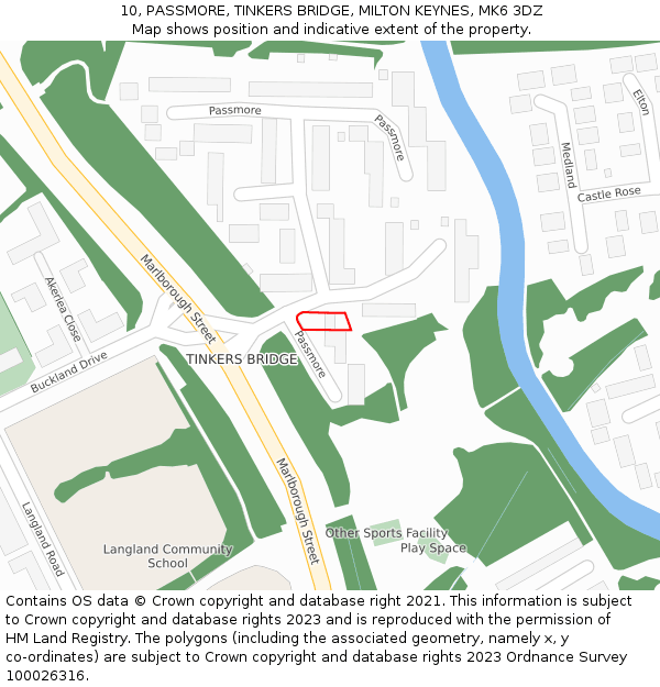 10, PASSMORE, TINKERS BRIDGE, MILTON KEYNES, MK6 3DZ: Location map and indicative extent of plot