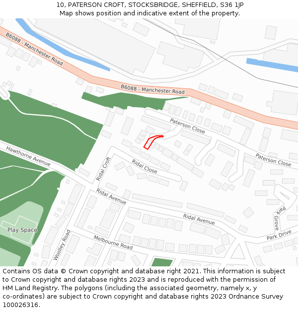 10, PATERSON CROFT, STOCKSBRIDGE, SHEFFIELD, S36 1JP: Location map and indicative extent of plot