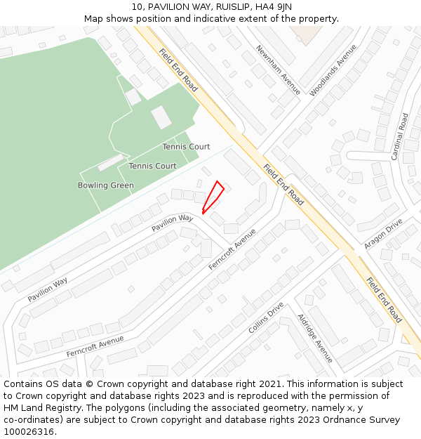 10, PAVILION WAY, RUISLIP, HA4 9JN: Location map and indicative extent of plot