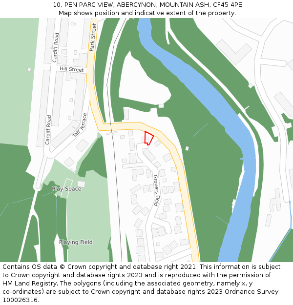 10, PEN PARC VIEW, ABERCYNON, MOUNTAIN ASH, CF45 4PE: Location map and indicative extent of plot