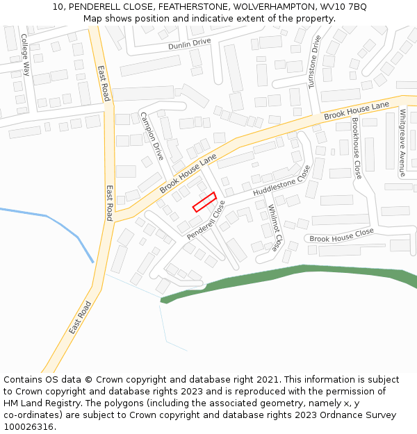 10, PENDERELL CLOSE, FEATHERSTONE, WOLVERHAMPTON, WV10 7BQ: Location map and indicative extent of plot