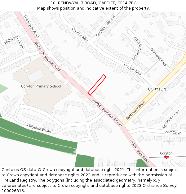 10, PENDWYALLT ROAD, CARDIFF, CF14 7EG: Location map and indicative extent of plot