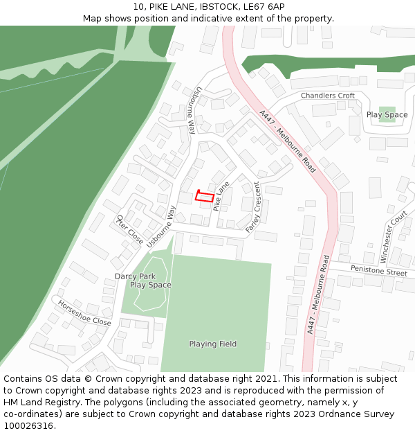 10, PIKE LANE, IBSTOCK, LE67 6AP: Location map and indicative extent of plot