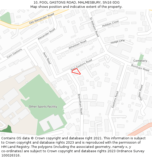 10, POOL GASTONS ROAD, MALMESBURY, SN16 0DG: Location map and indicative extent of plot