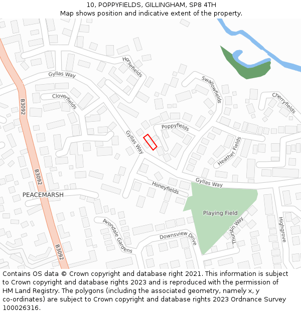 10, POPPYFIELDS, GILLINGHAM, SP8 4TH: Location map and indicative extent of plot