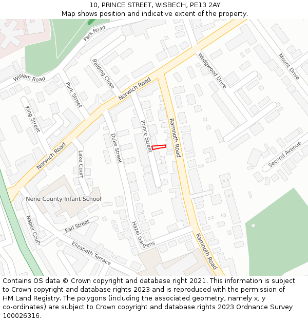 10, PRINCE STREET, WISBECH, PE13 2AY: Location map and indicative extent of plot