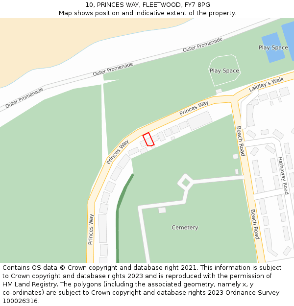 10, PRINCES WAY, FLEETWOOD, FY7 8PG: Location map and indicative extent of plot