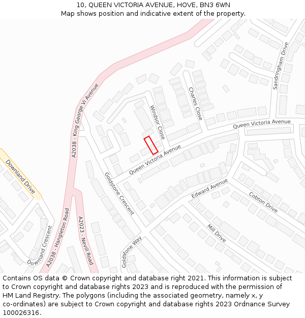 10, QUEEN VICTORIA AVENUE, HOVE, BN3 6WN: Location map and indicative extent of plot