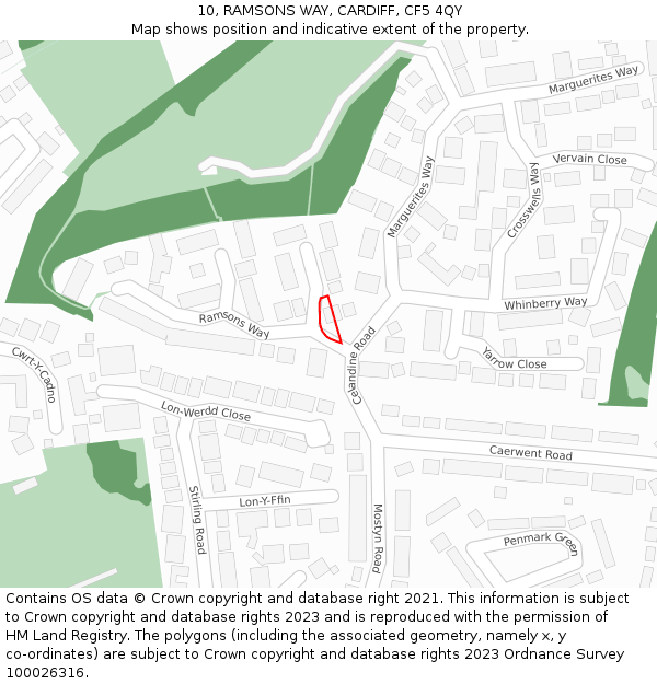 10, RAMSONS WAY, CARDIFF, CF5 4QY: Location map and indicative extent of plot