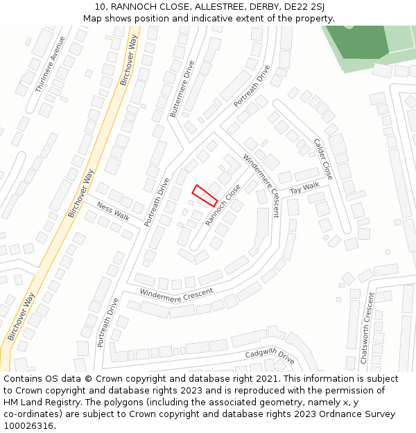 10, RANNOCH CLOSE, ALLESTREE, DERBY, DE22 2SJ: Location map and indicative extent of plot