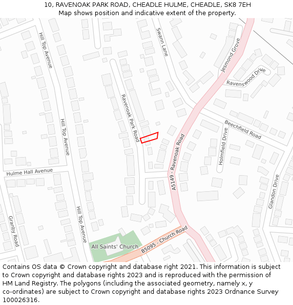10, RAVENOAK PARK ROAD, CHEADLE HULME, CHEADLE, SK8 7EH: Location map and indicative extent of plot