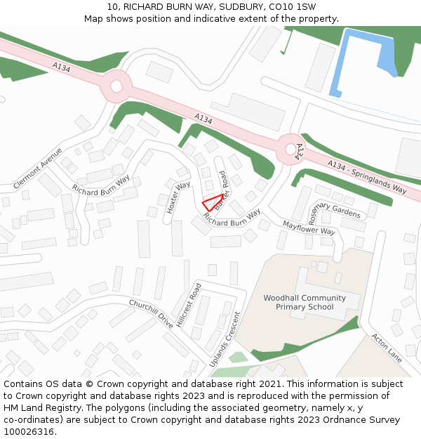 10, RICHARD BURN WAY, SUDBURY, CO10 1SW: Location map and indicative extent of plot